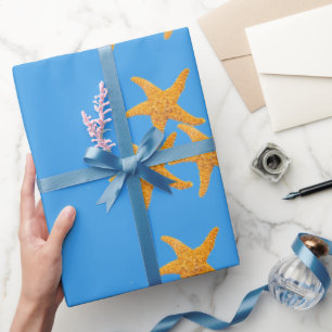 Papier Cadeau Étoiles de mer orange
