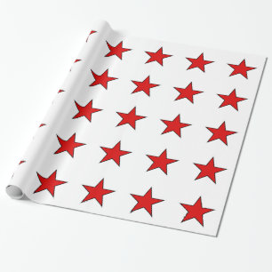 Papier Cadeau étoiles de rouge sur l'arrière - plan blanc