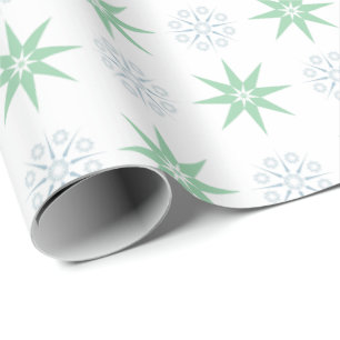 Papier Cadeau Étoiles d'hiver et Snowflakes Motif Blanc