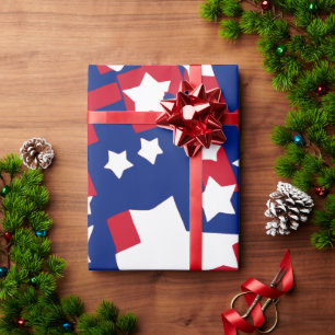Papier Cadeau Étoiles et bandes audacieuses, édition du 4 juille