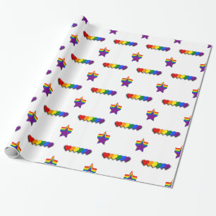Papier cadeau étoiles et coeurs de fierté LGBT