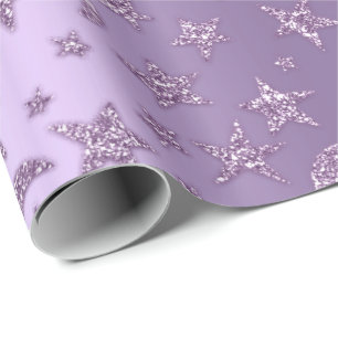 Papier Cadeau Étoiles Et Lune Sparkly Lavender Violet Violet Vio