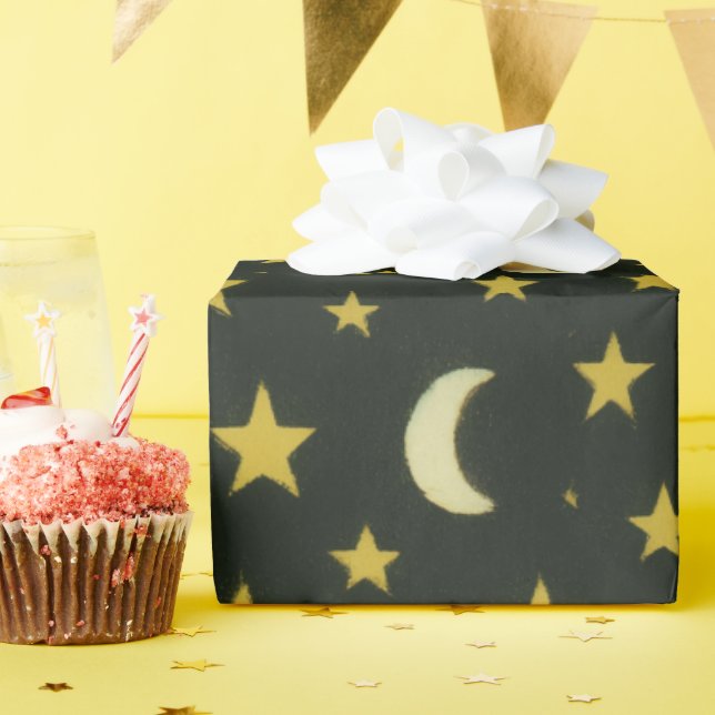 Papier Cadeau Étoiles et lunes (Fête d'anniversaire)