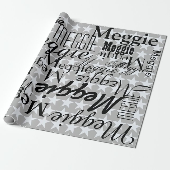 Papier Cadeau Étoiles et noms personnalisés (Déroulé)