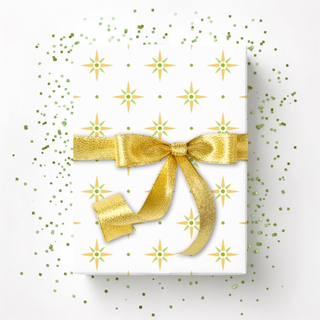 Papier Cadeau Étoiles et Points dans la paume et jaune (Créateur téléchargé)