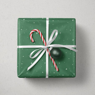 Papier Cadeau Étoiles et points vert blanc mignon plaisir Noël