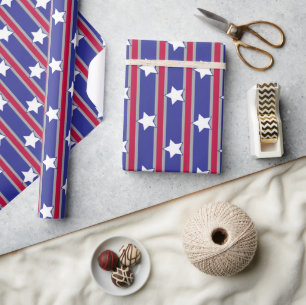 Papier Cadeau Étoiles et rayures patriotiques amusantes et fanta