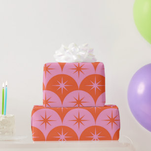 Papier Cadeau Étoiles explosives de milieu de siècle sur coquill