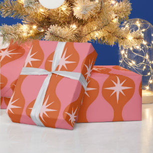 Papier Cadeau Étoiles explosives du milieu du siècle sur un moti