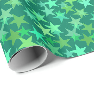 Papier Cadeau Etoiles géométriques modernes, émeraude et vert me