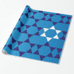 Papier Cadeau Étoiles juives bleues géantes<br><div class="desc">C'est un grand papier d'emballage pour Hanoukka !</div>