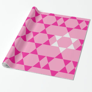 Papier Cadeau Étoiles juives roses géantes