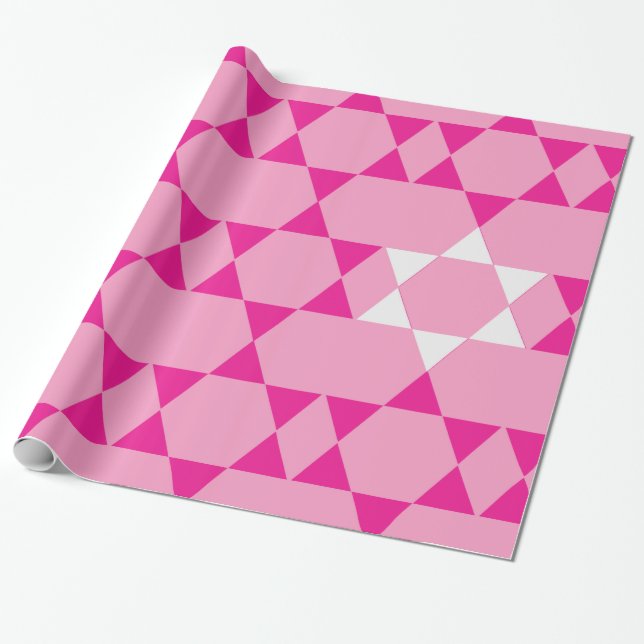 Papier Cadeau Étoiles juives roses géantes (Déroulé)