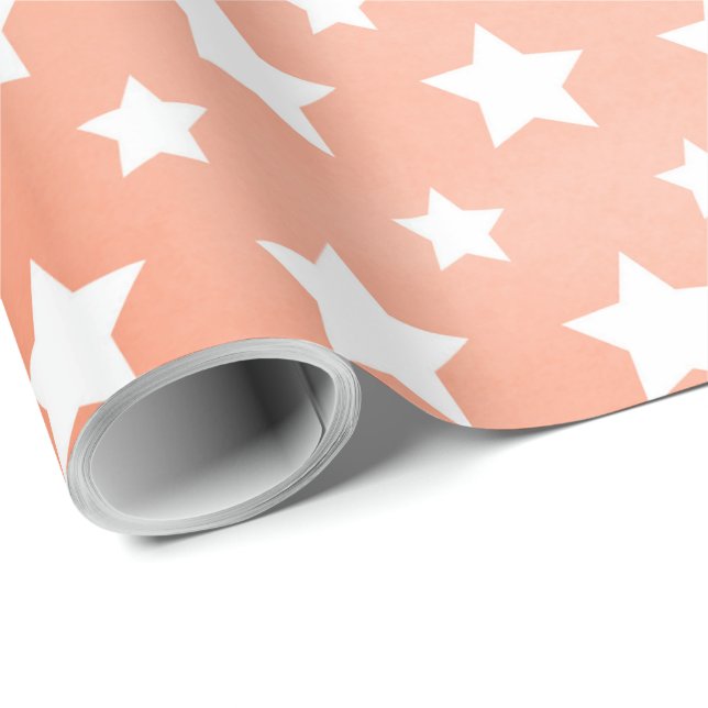 Papier cadeau étoiles orange (Coin rond)