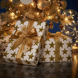 Papier Cadeau étoiles pailletées or