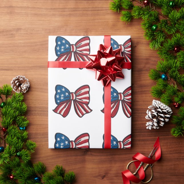 Papier Cadeau 🎁 Étoiles, Rayures et Surprises ! 🇫🇷✨ (Cadeau de vacances)