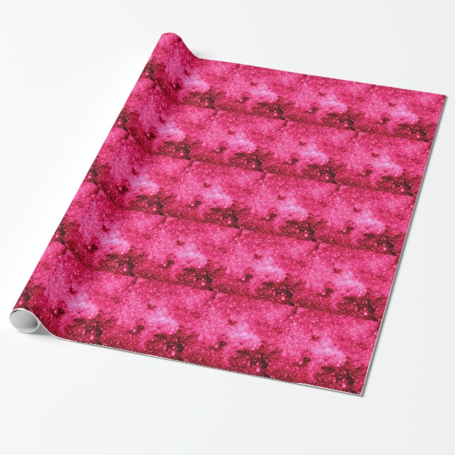 Papier Cadeau Étoiles roses chaudes (Déroulé)