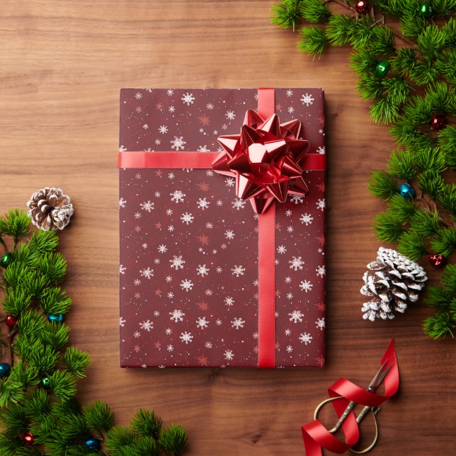 Papier Cadeau Étoiles rouges de Noël scintillantes (Cadeau de vacances)