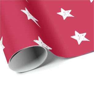Papier Cadeau Étoiles Rouges et Blanches du 4 Juillet