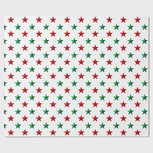 Papier Cadeau Étoiles Rouges Vertes (Plat)