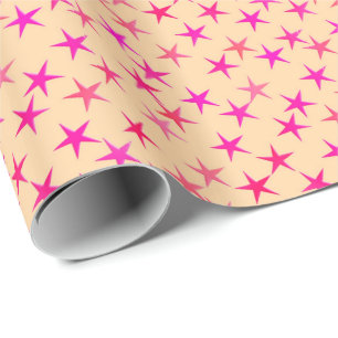 Papier Cadeau Étoiles satinées, teintes roses sur pêche