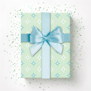 Papier Cadeau Étoiles scintillantes de couleur en vert et aqua