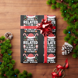 Papier Cadeau Être apparenté à moi drôle de Noël en famille Xmas
