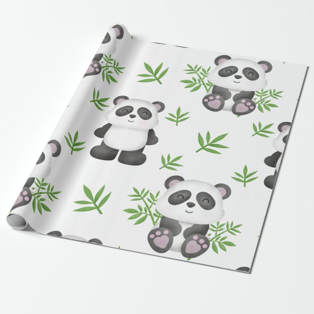 PAPIER CADEAU ÊTRE INTELLIGENT COMME UN PANDA BEAR BAMBOO CHINE (Déroulé)