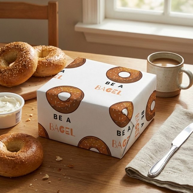 Papier Cadeau Être un Bagel amusant Nourriture Pun Bagel Amoureu (Créateur téléchargé)