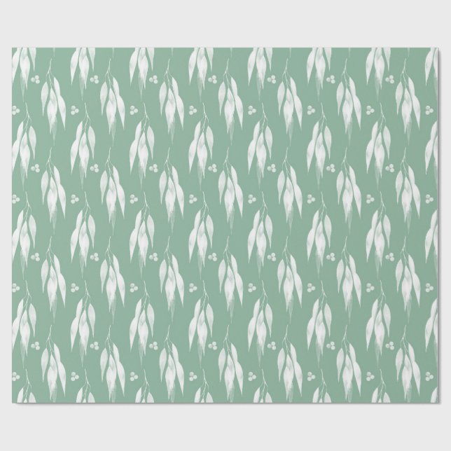 Papier Cadeau Eucalyptus Leaves and Branches Watercolor Pattern  (Plat)
