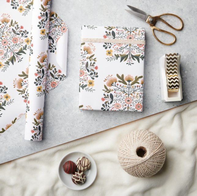 Papier Cadeau European Floral Folk Art Emblem Artist (Artisanat)