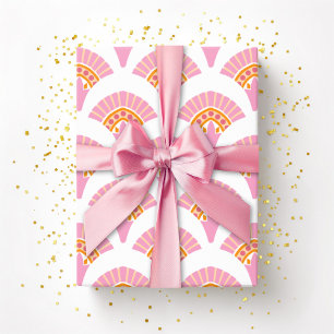 Papier Cadeau Éventail à fronces rose et orange