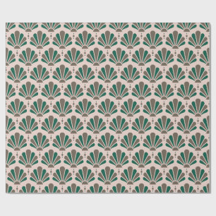 Papier Cadeau Éventail Art Déco en forme de larme en rose, taupe