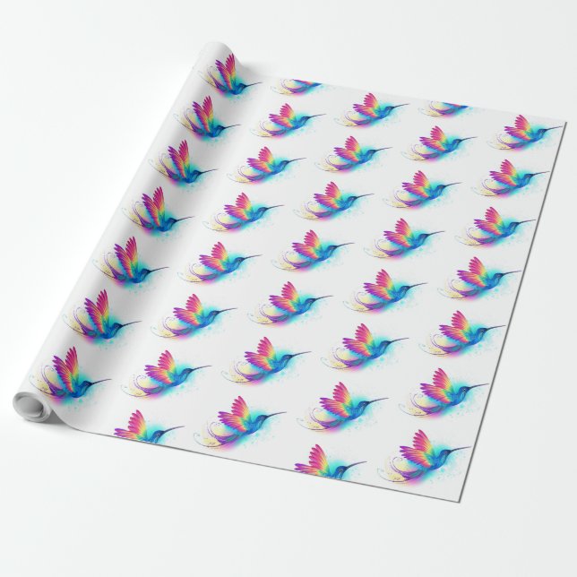 Papier Cadeau Exotic Rainbow Hummingbird (Déroulé)