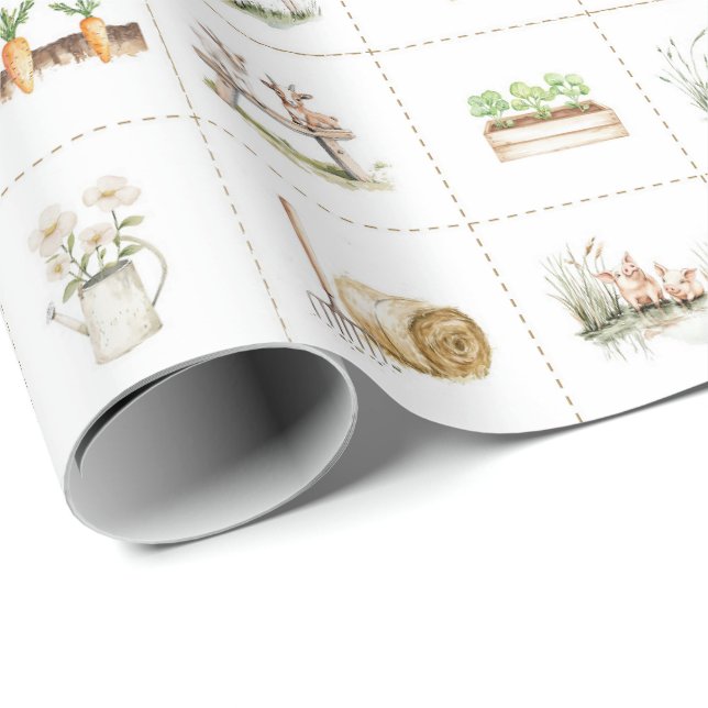 Papier Cadeau Exploitation agricole vie rurale (Coin rond)