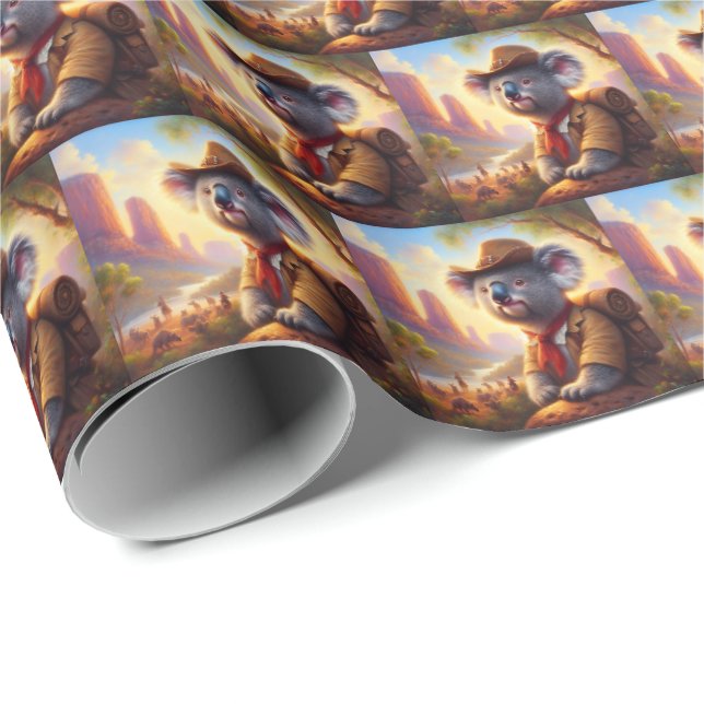 Papier Cadeau Explorateur Koala (Coin rond)