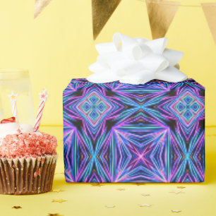 Papier Cadeau Explosion Abstraite Néon Psychédélique