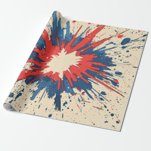 Papier Cadeau Explosion de bande dessinée rouge cramoisi Ligne d