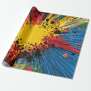 Papier Cadeau Explosion de graffiti jaune Gritty Blast Speed Lin