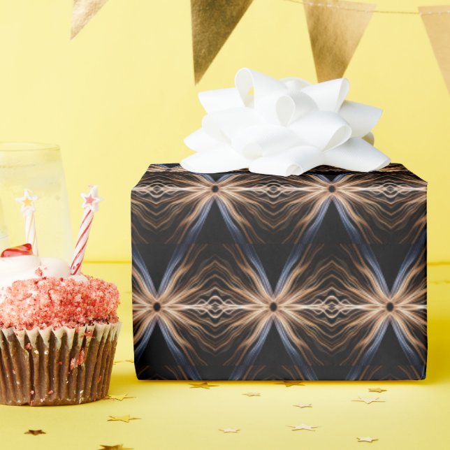 Papier Cadeau Explosion Symétrique de Lumière sur Fond Noir (Fête d'anniversaire)