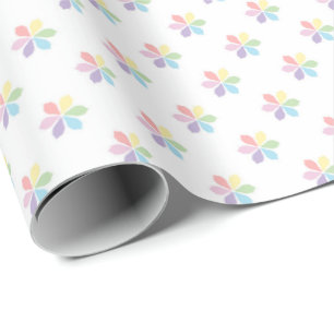 Papier Cadeau Explosions de pétales arc-en-ciel pastel pour bébé
