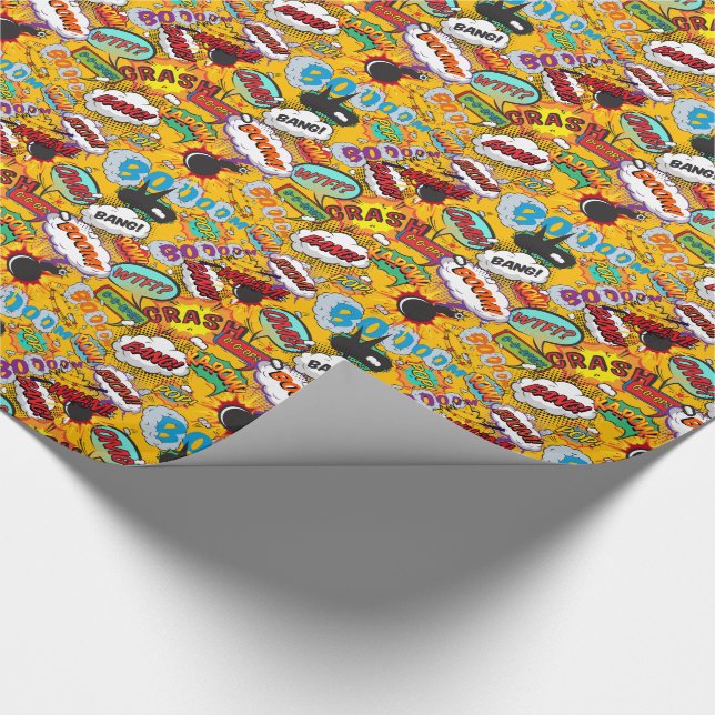 Papier Cadeau Explosions de Pop Art de Bande Dessinée (Coin)