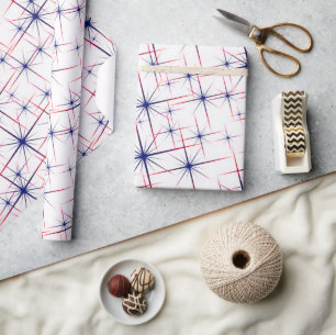 Papier Cadeau explosions stellaires rouge blanc & bleu