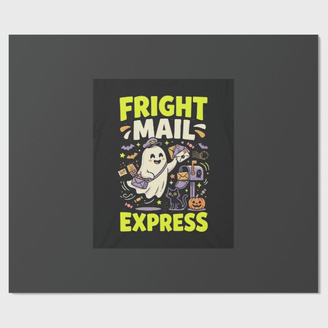 Papier Cadeau Express Courrier d'Effroi d'Halloween (Plat)
