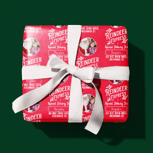 Papier Cadeau Express de rennes de Père Noël Nom et photo Noël