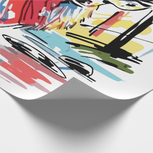 Papier Cadeau Expressionnisme Abstrait Cerf Néon Mat