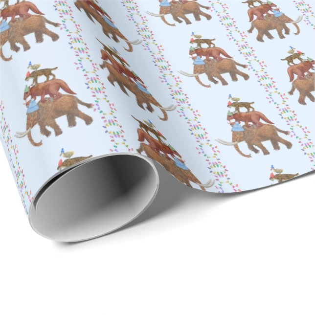 Papier Cadeau Extinct Animal Wrapping Paper (Coin rond)