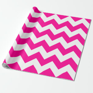 Papier Cadeau Extra large Chevron de roses indien et de blanc