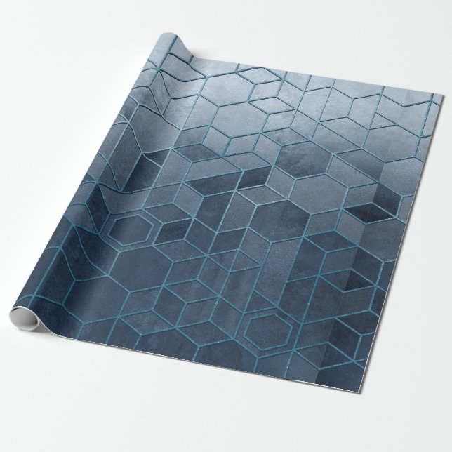 Papier Cadeau Extraction géométrique d'hexagones sur un relief b (Déroulé)