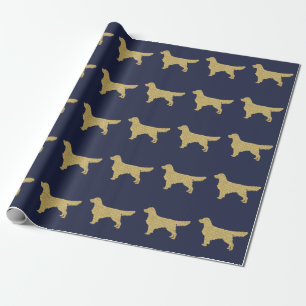 Papier Cadeau Extrait d'or   Gold parties scintillant bleu marin